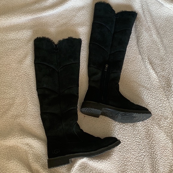 UGG Sibley Tall Over the Knee Black Suede Fur Boot 5.5 - Picture 13 of 13